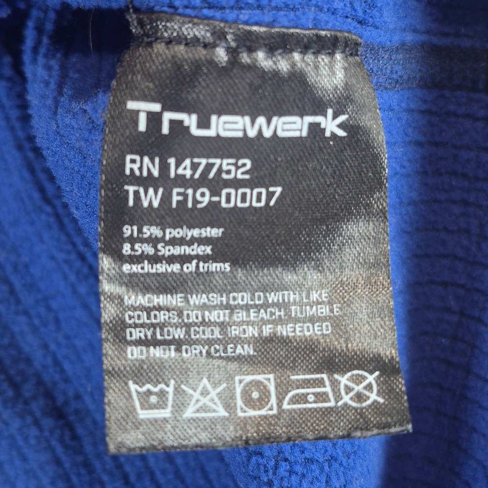 Truewerk Grid Hoodie Mens Medium Blue 1/2 Zip Thermal Technical Workwear - Picture 3 of 8